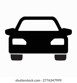 Minimalist Black Car Front View Icon Vector