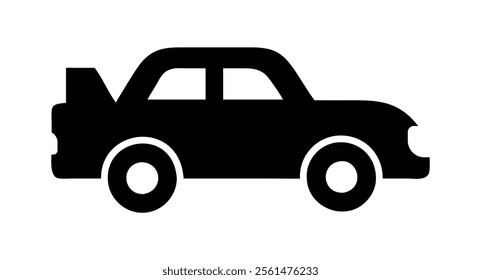 Minimalist black car silhouette vector. Stylish automobile clip art icon design. Flat vehicle silhouette for projects.