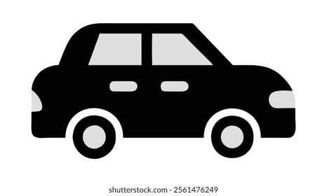 Minimalist black car silhouette vector. Stylish automobile clip art icon design. Flat vehicle silhouette for projects.