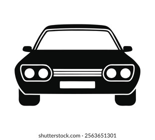 Minimalist black car silhouette vector. Stylish automobile clip art icon design. Flat vehicle silhouette for projects.