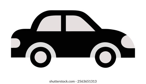 Minimalist black car silhouette vector. Stylish automobile clip art icon design. Flat vehicle silhouette for projects.