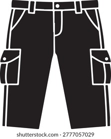 Minimalist black cargo pants featuring multiple side pockets, belt loops, and a sturdy waistband for versatile utility use.