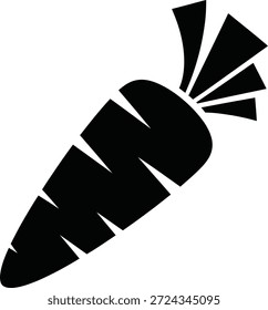 Silhueta de cenoura preta minimalista com topo de folha angular