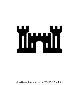 Minimalist Black Castle Icon Vector