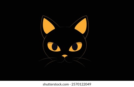 Minimalist Black Cat Illustration - Dark Aesthetic Wallpaper for Wall Decor, Digital Art, and Unique Design Projects