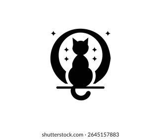Minimalist black cat silhouette logo design