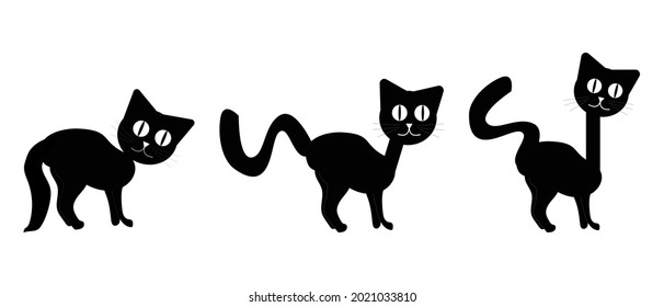 Minimalist Black Cats Drawing Set Cat Stock Vector (Royalty Free ...