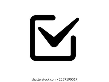 Minimalist black checkbox icon featuring a clear check mark inside. perfect for lists or forms.