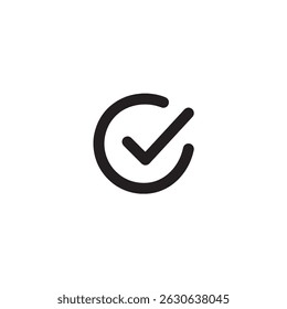 Minimalist black checkmark symbol on white background for simple design.