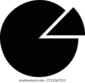 Un círculo negro minimalista con una sola cuña separada, que ilustra conceptos de segmentación de datos, participación de mercado o una parte de un todo. Ideal para presentaciones de negocios.