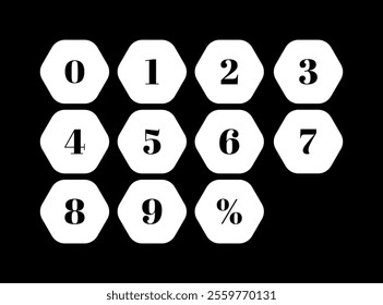 Minimalist Black Circle with White Number Icons