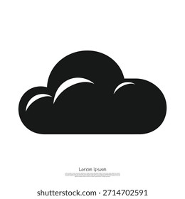 Símbolo minimalista de nube negra con aspectos destacados internos, apto para App de Climas, pronósticos o servicios de almacenamiento en línea.