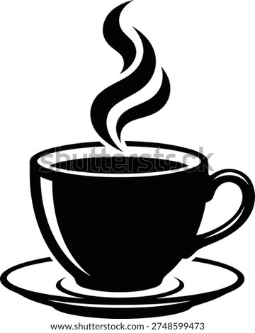 Minimalist black coffee cup with two simple steam plumes, representing hot beverage