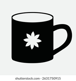 Minimalist Black Coffee Mug with Flower Icon