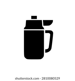 Minimalist black coffee press with lid and spout. Sleek modern French press for brewing fresh coffee. Essential kitchen gadget for home baristas an...