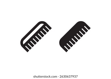 Ícone de pente preto minimalista definido no fundo branco.