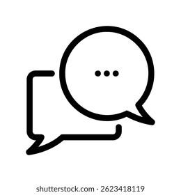 Minimalist Black Communication Symbol Featuring Ellipsis in Speaking Bubble