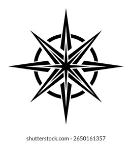 Minimalist Black Compass direction symbol for map	