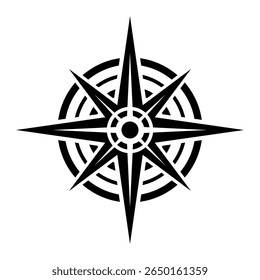 Minimalist Black Compass direction symbol for map	