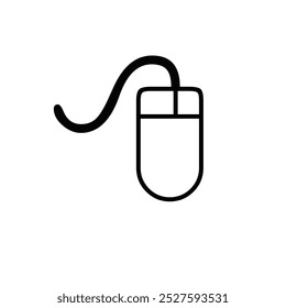 Icono de ratón de computadora negro minimalista sobre fondo blanco.