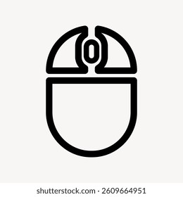 Minimalist black computer mouse icon on a light background. Simple mouse design with a clean, modern look. Perfect for tech, computer, or gadget themes. User interface icon vector.