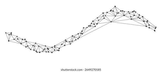 Minimalist black connected dots and lines forming a dynamic wave shape perfect for technology backgrounds, science presentations, or modern design projects isolated on white background vector.