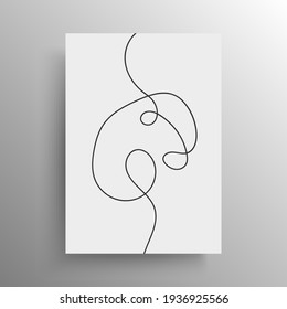 Minimalist black continuous line artistic design for cover and poster or wall decoration, vector illustration. Flow lines  abstract art.