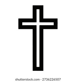 A minimalist black cross icon representing Christianity and faith