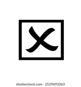 Minimalist black cross symbol isolated on white background.