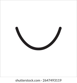 A minimalist black curved line against a stark white background, evoking a sense of calm, happiness, or a gentle upward movement. Ideal for clean design concepts or positive visual communication.