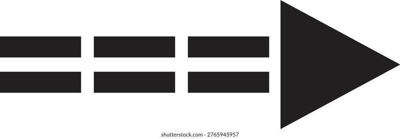 Minimalist Black Dashed Right-Pointing Arrow with Large Triangular Head
