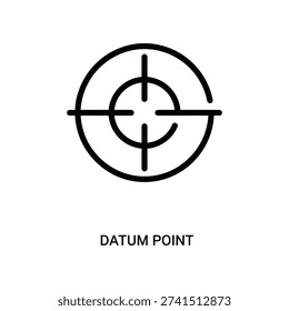 Minimalist black datum point target icon on clean white background, ideal for technical diagrams, engineering projects, and precision measurement graphics.