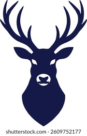 Minimalist Black Deer Head Silhouette