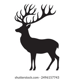 Minimalist black deer silhouette with clean lines, suitable for logo design and branding.