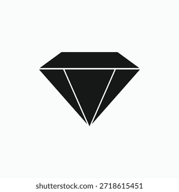 Icono minimalista del Vector de la piedra preciosa del diamante negro en estilo sólido plano aislado en el fondo blanco