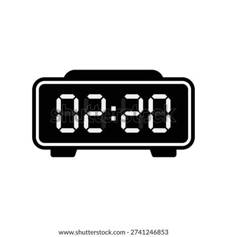 Minimalist black digital clock icon displaying the time two twenty on a clean white background