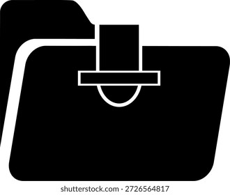 Minimalist Black Document Folder Icon with Tab and Fastener Detail Isolated on White or Transparent Background for Professional Digital Office Organization. Professional Black Compression Folder Icon Featuring a Vice Clamp Symbol for Data Archiving and Zip File Management