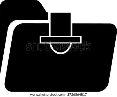 Minimalist Black Document Folder Icon with Tab and Fastener Detail Isolated on White or Transparent Background for Professional Digital Office Organization. Professional Black Compression Folder Icon Featuring a Vice Clamp Symbol for Data Archiving and Zip File Management