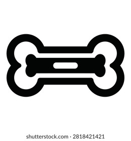 Minimalist black dog bone icon symbol isolated on white. Simple vector style design suitable for pet shops, veterinary clinics, dog food brands, and digital interfaces.