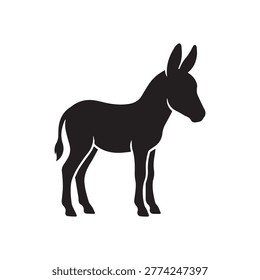 Minimalist black donkey silhouette for creative agricultural logo design