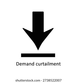 Minimalist black downward arrow representing demand curtailment or reduction, isolated on clean white background for professional business and economic presentations.