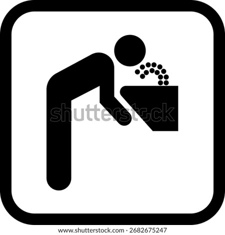 Minimalist Black Drinking Fountain Vector Icon for Public Spaces