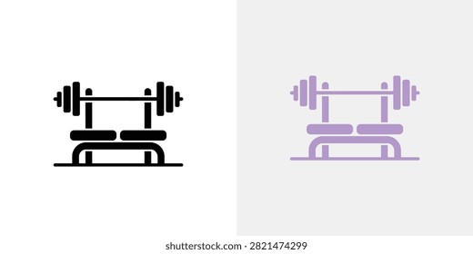 Minimalist black dumbbell bench press setup showcasing fitness equipment ideal for gym and exercise themes with a clean design