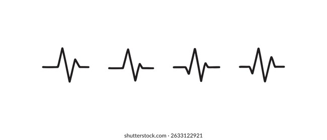Minimalist black ekg line art on white background.