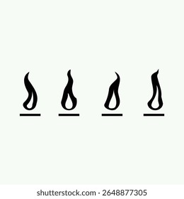 Minimalist Black Flame Icons Set – Abstract Fire Symbol Collection