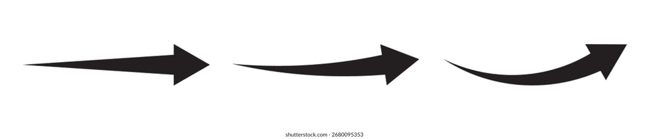 Minimalist Black flat style long up arrow icon set on transparent background for your website design, logo, app, ui. 