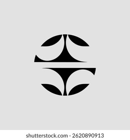 Minimalist Black Flower in Circular Frame
