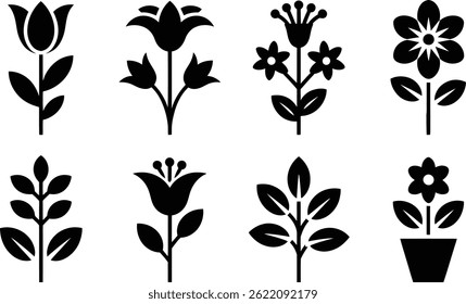Minimalist Black Flower Plant Silhouette