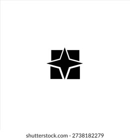 Minimalist Black Four Point Star Icon on White Background – Geometric Abstract Logo Design