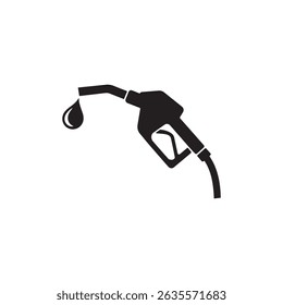 Ícone de bocal de combustível preto minimalista com gota de combustível perfeito para a indústria de energia de óleo de petróleo do posto de gasolina e projetos de vetor relacionados ao automóvel no fundo branco